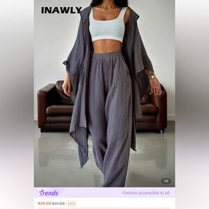 SHEIN Charcoal Wide Leg Pants